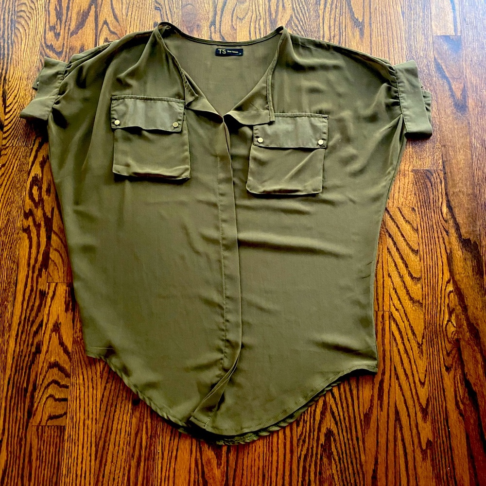 Three Seasons Sheer Green Blouse - M